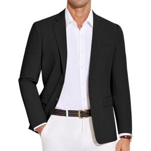 imageCOOFANDY Mens Casual Blazer Lightweight Slim Fit Suit Jacket Two Button Cotton Sport CoatsBlack