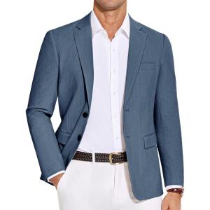 imageCOOFANDY Mens Casual Blazer Lightweight Slim Fit Suit Jacket Two Button Cotton Sport CoatsBlue