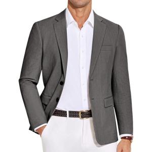 imageCOOFANDY Mens Casual Blazer Lightweight Slim Fit Suit Jacket Two Button Cotton Sport CoatsGray