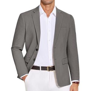 imageCOOFANDY Mens Casual Blazer Lightweight Slim Fit Suit Jacket Two Button Cotton Sport CoatsLight Grey