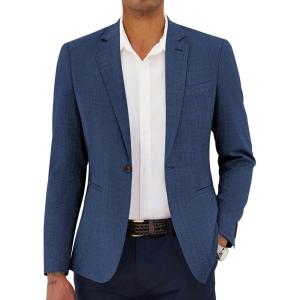 imageCOOFANDY Mens Casual Blazer Slim Fit Lightweight Sport Coat One Button Suit JacketNavy