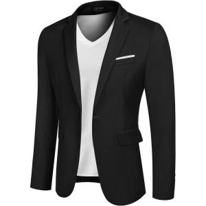 imageCOOFANDY Mens Casual Blazer Slim Fit Sport Coats One Button Business Suit JacketBlack