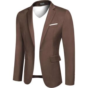imageCOOFANDY Mens Casual Blazer Slim Fit Sport Coats One Button Business Suit JacketBrown