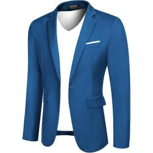 imageCOOFANDY Mens Casual Blazer Slim Fit Sport Coats One Button Business Suit JacketDark Blue