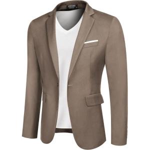 imageCOOFANDY Mens Casual Blazer Slim Fit Sport Coats One Button Business Suit JacketKhaki