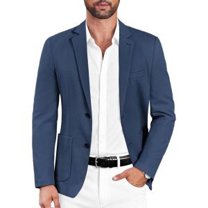 imageCOOFANDY Mens Casual Sport Coat Blazer Two Buttons Knit Lightweight Suit JacketsBlue