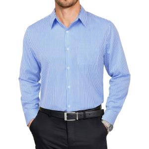 imageCOOFANDY Mens Dress Shirts Long Sleeve Plaid Button Down Shirt Business Casual Stretch Shirts with PocketBlue White Plaid