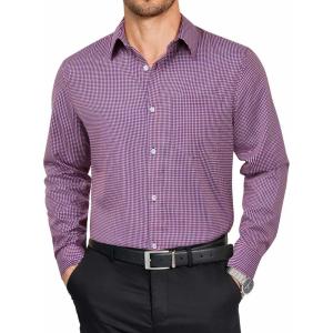 imageCOOFANDY Mens Dress Shirts Long Sleeve Plaid Button Down Shirt Business Casual Stretch Shirts with PocketRed Blue Plaid