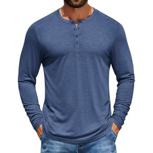 imageCOOFANDY Mens Henley Shirts Long Sleeve TShirt Lightweight Fashion Casual Pullover Tee ShirtNavy