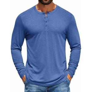 imageCOOFANDY Mens Henley Shirts Long Sleeve TShirt Lightweight Fashion Casual Pullover Tee ShirtRoyal Blue