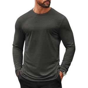 imageCOOFANDY Mens Long Sleeve T Shirts Casual Crew Neck Tee Shirts Lightweight Soft Pullover TopsDark Grey