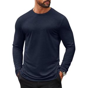imageCOOFANDY Mens Long Sleeve T Shirts Casual Crew Neck Tee Shirts Lightweight Soft Pullover TopsNavy Blue