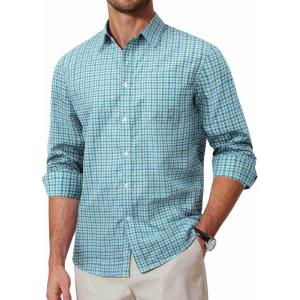 imageCOOFANDY Mens Plaid Button Down Shirt Cotton Long Sleeves Dress Shirt Wrinkle Free Casual Gingham ShirtGreen Yellow Plaid