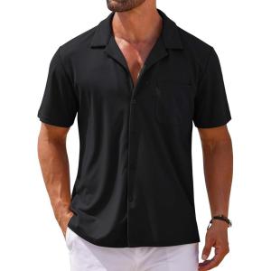 imageCOOFANDY Mens Short Sleeve Dress Shirts Button Down Untucked Wrinkle Free Shirts Casual Summer Shirt with PocketBlack