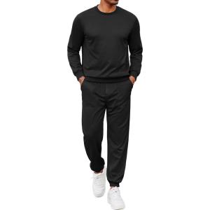 imageCOOFANDY Mens Tracksuit 2 Piece Sweatsuit Set Long Sleeve Pullover Athletic Suit For Sports Casual Fitness JoggingStyle Bblack
