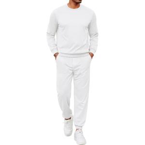 imageCOOFANDY Mens Tracksuit 2 Piece Sweatsuit Set Long Sleeve Pullover Athletic Suit For Sports Casual Fitness JoggingWhite