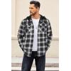 imageCOOFANDY Flannel Jacket for Men Quilted Lined Shacket Long Sleeve Button Down Hoodie Shirt JacketsBlack White Grey Plaid