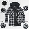 imageCOOFANDY Flannel Jacket for Men Quilted Lined Shacket Long Sleeve Button Down Hoodie Shirt JacketsBlack White Grey Plaid