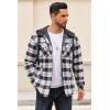 imageCOOFANDY Flannel Jacket for Men Quilted Lined Shacket Long Sleeve Button Down Hoodie Shirt JacketsBlack White PlaidBuffalo Check