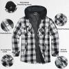 imageCOOFANDY Flannel Jacket for Men Quilted Lined Shacket Long Sleeve Button Down Hoodie Shirt JacketsBlack White PlaidBuffalo Check