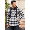 imageCOOFANDY Flannel Jacket for Men Quilted Lined Shacket Long Sleeve Button Down Hoodie Shirt JacketsBlack White PlaidBuffalo Check