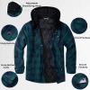 imageCOOFANDY Flannel Jacket for Men Quilted Lined Shacket Long Sleeve Button Down Hoodie Shirt JacketsBlue Green PlaidTurquoise Plaid