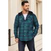 imageCOOFANDY Flannel Jacket for Men Quilted Lined Shacket Long Sleeve Button Down Hoodie Shirt JacketsBlue Green PlaidTurquoise Plaid