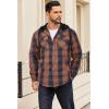 imageCOOFANDY Flannel Jacket for Men Quilted Lined Shacket Long Sleeve Button Down Hoodie Shirt JacketsNavy Brown Plaid