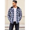 imageCOOFANDY Flannel Jacket for Men Quilted Lined Shacket Long Sleeve Button Down Hoodie Shirt JacketsNavy White Plaid