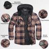 imageCOOFANDY Flannel Jacket for Men Quilted Lined Shacket Long Sleeve Button Down Hoodie Shirt JacketsOrange Navy Plaid
