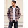 imageCOOFANDY Flannel Jacket for Men Quilted Lined Shacket Long Sleeve Button Down Hoodie Shirt JacketsOrange Navy Plaid