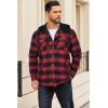 imageCOOFANDY Flannel Jacket for Men Quilted Lined Shacket Long Sleeve Button Down Hoodie Shirt JacketsRed Black PlaidBuffalo Plaid