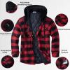 imageCOOFANDY Flannel Jacket for Men Quilted Lined Shacket Long Sleeve Button Down Hoodie Shirt JacketsRed Black PlaidBuffalo Plaid
