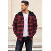 imageCOOFANDY Flannel Jacket for Men Quilted Lined Shacket Long Sleeve Button Down Hoodie Shirt JacketsRed Black PlaidBuffalo Plaid