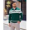 imageCOOFANDY Long Sleeve Polo Shirts for Men Knit Polo Sweater Lightweight Ribbed Pullover SweaterChristmas Green  White