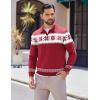 imageCOOFANDY Long Sleeve Polo Shirts for Men Knit Polo Sweater Lightweight Ribbed Pullover SweaterChristmas Red  White