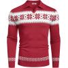 imageCOOFANDY Long Sleeve Polo Shirts for Men Knit Polo Sweater Lightweight Ribbed Pullover SweaterChristmas Red  White