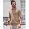 imageCOOFANDY Long Sleeve Polo Shirts for Men Knit Polo Sweater Lightweight Ribbed Pullover SweaterLight Khaki
