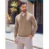 imageCOOFANDY Long Sleeve Polo Shirts for Men Knit Polo Sweater Lightweight Ribbed Pullover SweaterLight Khaki