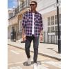 imageCOOFANDY Mens Flannel Plaid Shirts Long Sleeve Casual Button Down Shirt with PocketsBlack Pink Plaid