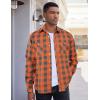 imageCOOFANDY Mens Flannel Plaid Shirts Long Sleeve Casual Button Down Shirt with PocketsOrange Grey Plaid