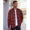 imageCOOFANDY Mens Flannel Plaid Shirts Long Sleeve Casual Button Down Shirt with PocketsRed Black Plaid
