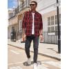 imageCOOFANDY Mens Flannel Plaid Shirts Long Sleeve Casual Button Down Shirt with PocketsRed Black Plaid