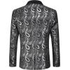 imageCOOFANDY Mens Floral Tuxedo Jacket Paisley Shawl Lapel Suit Blazer Jacket for DinnerPromWeddingBlacksilver