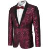 imageCOOFANDY Mens Floral Tuxedo Jacket Paisley Shawl Lapel Suit Blazer Jacket for DinnerPromWeddingPink