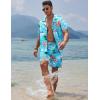 imageCOOFANDY Mens Hawaiian Shirt and Shorts Set 2 Piece Vacation Outfits Floral Button Down ShirtBlueflamingo