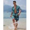 imageCOOFANDY Mens Hawaiian Shirt and Shorts Set 2 Piece Vacation Outfits Floral Button Down ShirtBluegreen
