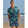 imageCOOFANDY Mens Hawaiian Shirt and Shorts Set 2 Piece Vacation Outfits Floral Button Down ShirtBluegreen