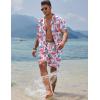 imageCOOFANDY Mens Hawaiian Shirt and Shorts Set 2 Piece Vacation Outfits Floral Button Down ShirtFlamingo