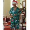 imageCOOFANDY Mens Hawaiian Shirt and Shorts Set 2 Piece Vacation Outfits Floral Button Down ShirtGreen Santa